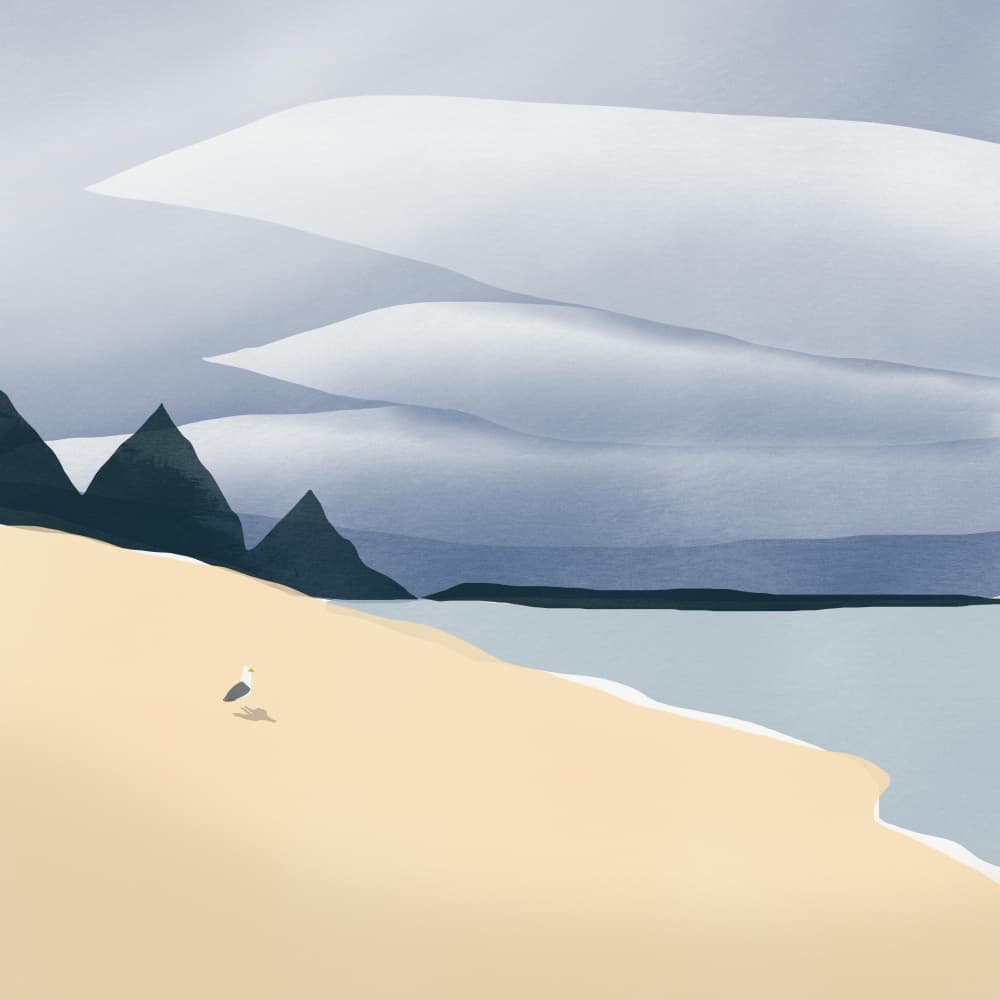 Minimalist Beach Seagull by Little Dean — canvas wall art