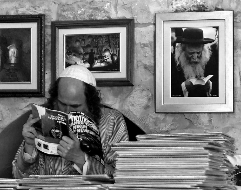 Jewish Man Reading by Michael Burlak — canvas wall art