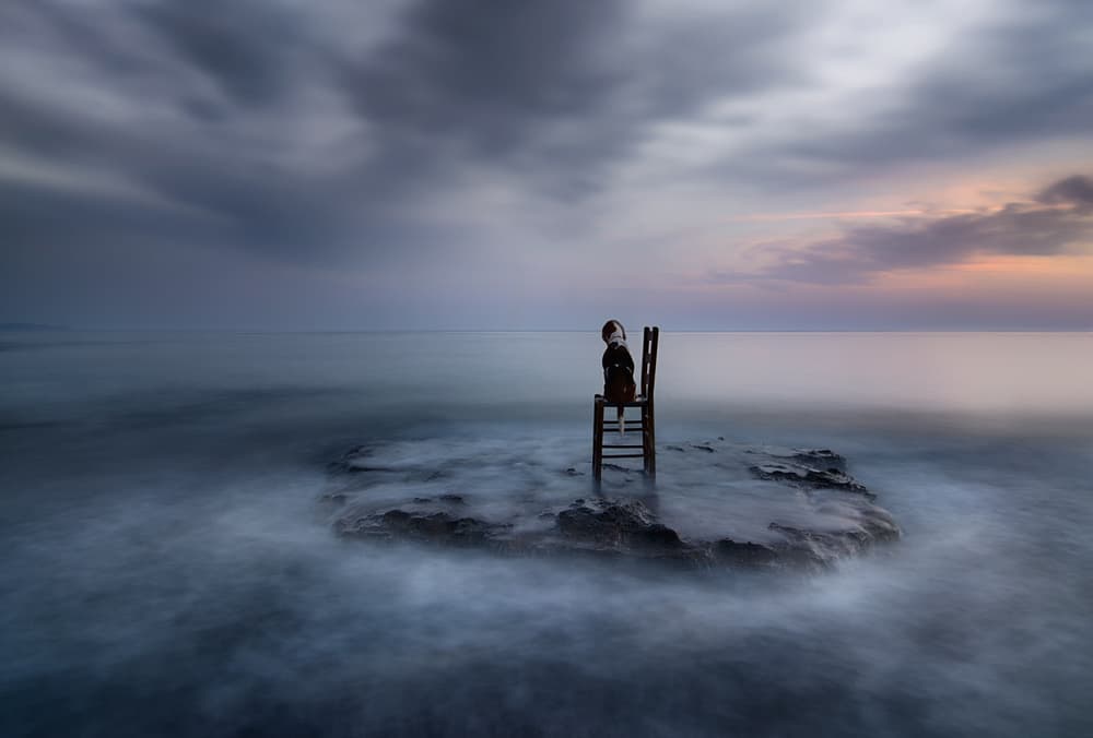 Child by Misty Sea by Maria Kaimaki — canvas wall art