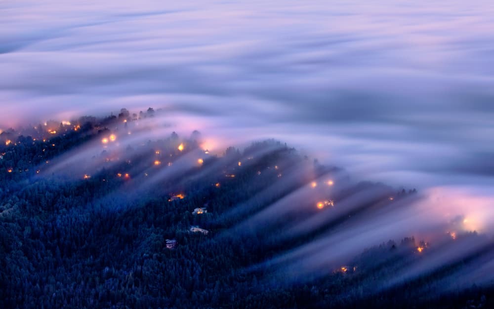 Foggy Mountain Lights by ANNA AN — canvas wall art