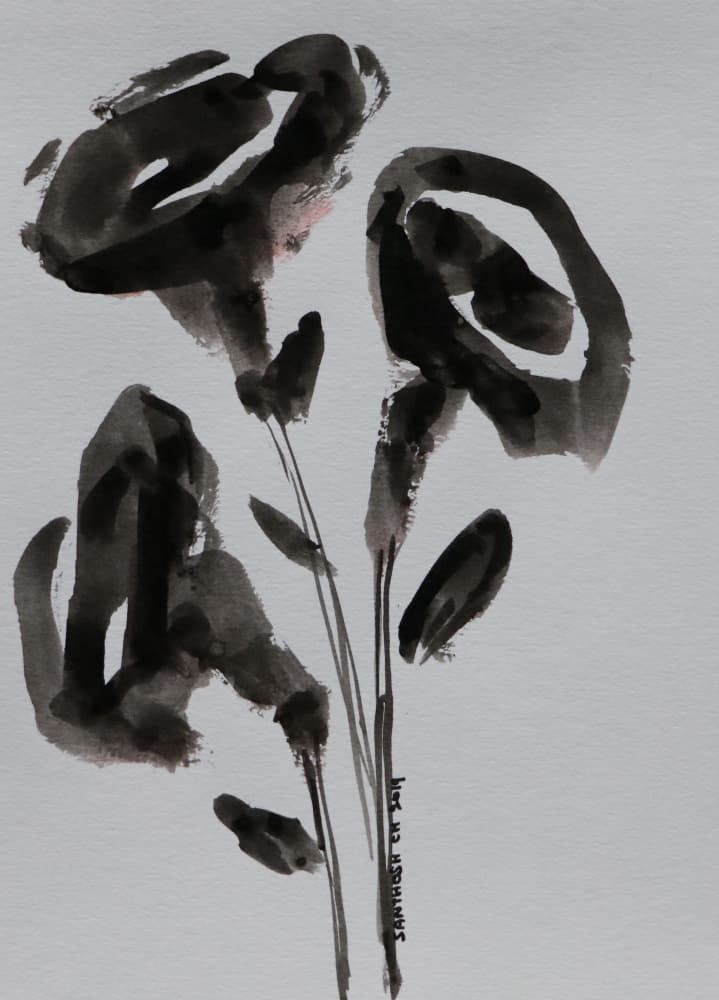 Minimalist Ink Flowers by Santhosh ch — canvas wall art