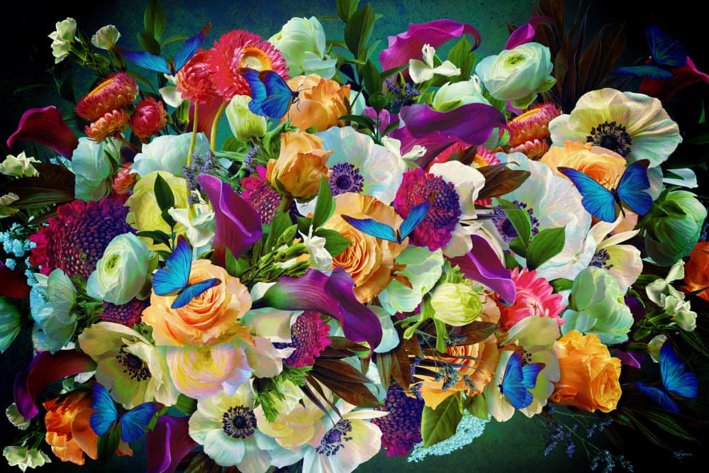 Vibrant Butterfly Bouquet by Sue Skellern — canvas wall art