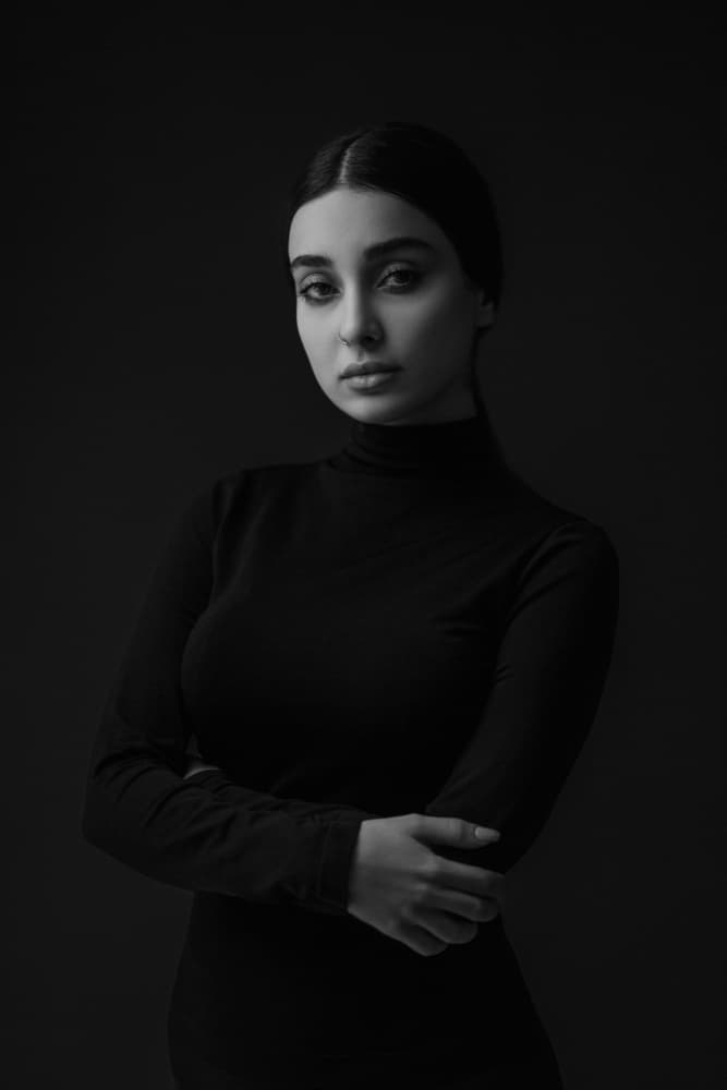 Elegant Woman Dark Portrait by Amin Hamidnezhad — canvas wall art
