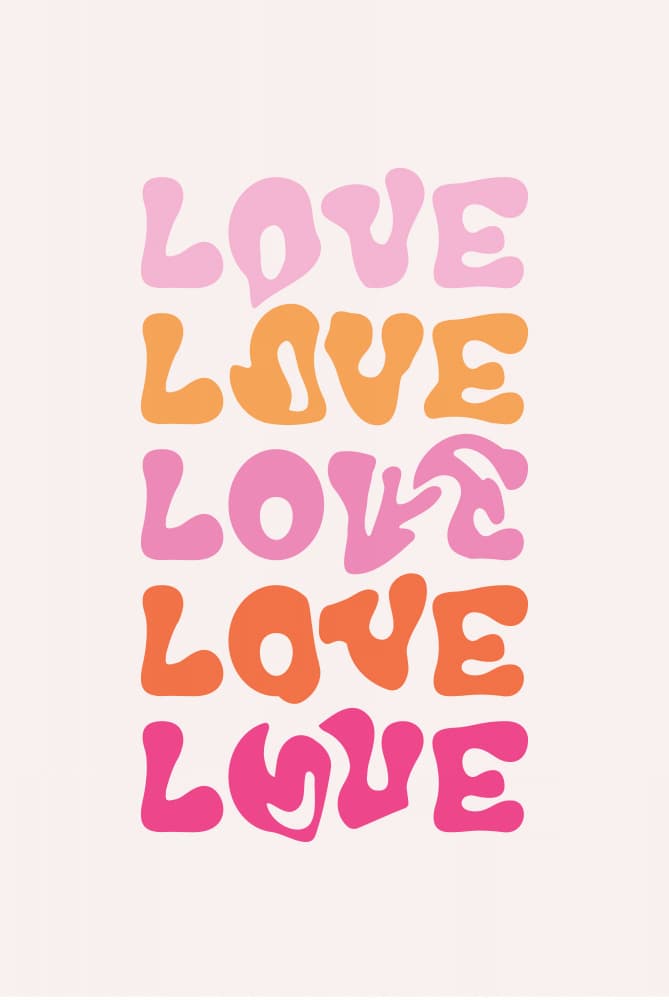 Vibrant Love Text by Oju Design — canvas wall art