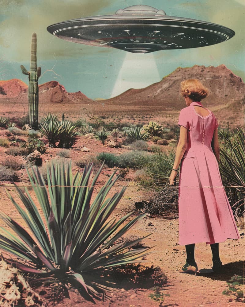 Desert UFO Encounter by Samantha Hearn — canvas wall art
