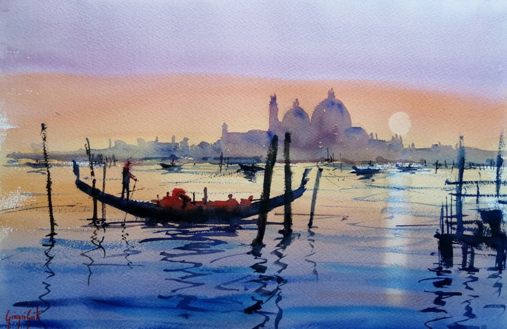 Venice Gondola Sunset by Giorgio Gosti — canvas wall art