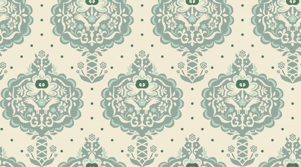 Elegant Bird Damask by Annick — canvas wall art