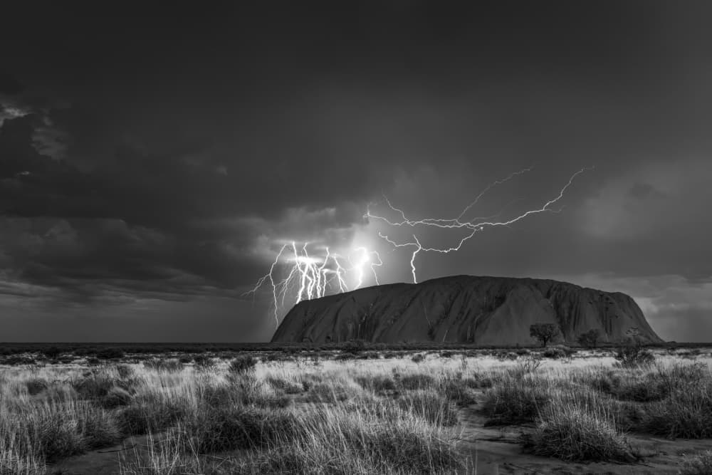 Uluru Lightning Storm by Christoph Schaarschmidt — canvas wall art