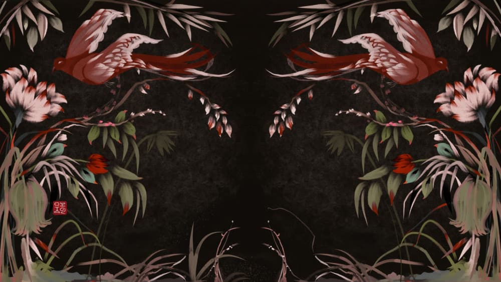 Exotic Birds Dark Garden by Josie George — canvas wall art