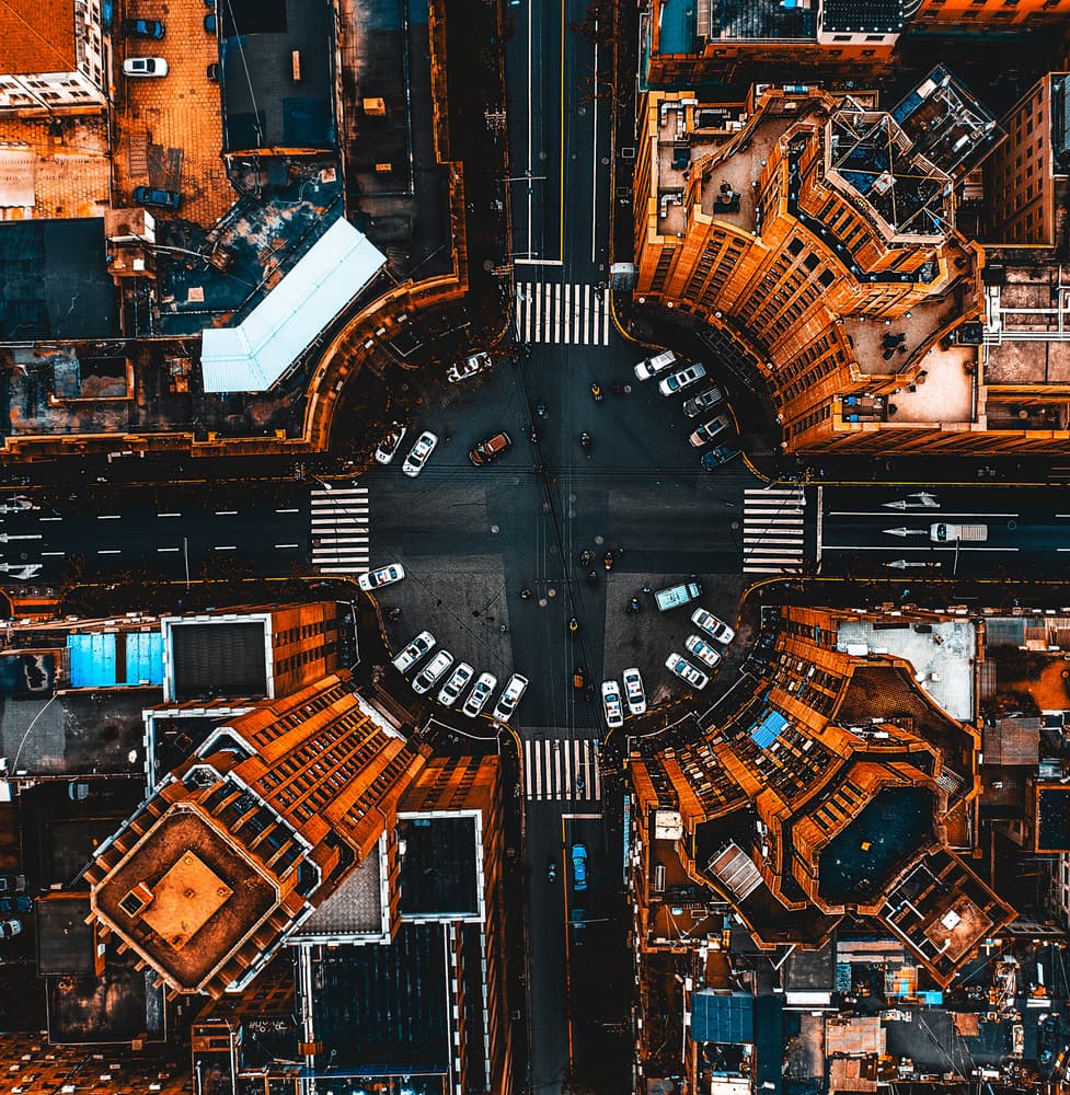 Aerial City Crossroads by Carmine Chiriacò — canvas wall art