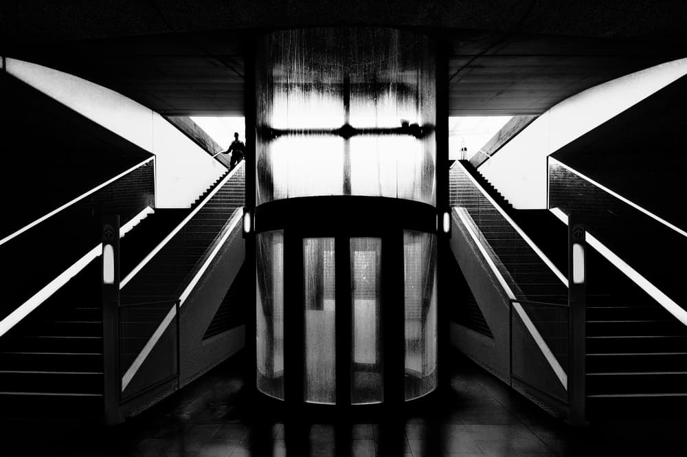 Geometric Staircase Silhouette by Paulo Abrantes — canvas wall art