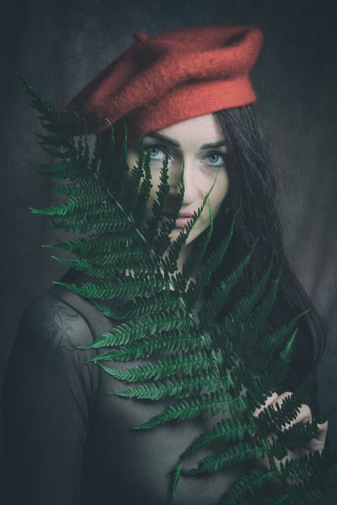 Fern And Red Beret by Ruth Franke — canvas wall art