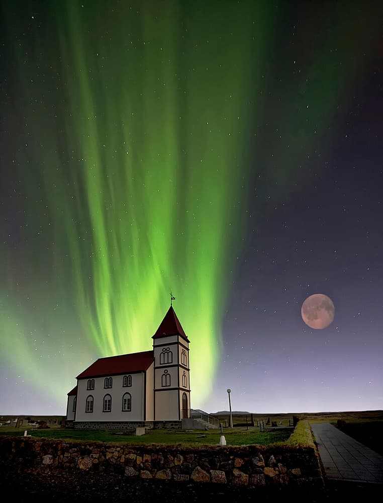 Northern Lights Church by Þorsteinn H. Ingibergsson — canvas wall art