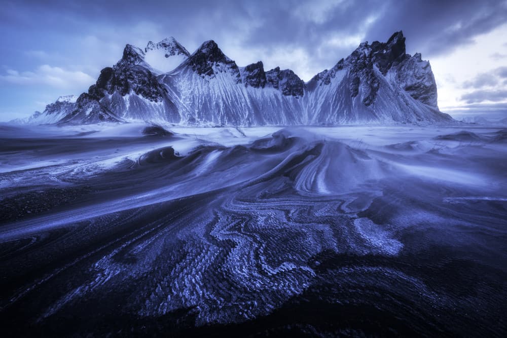 Winter Mountain Black Sands by Daniel Gastager — canvas wall art