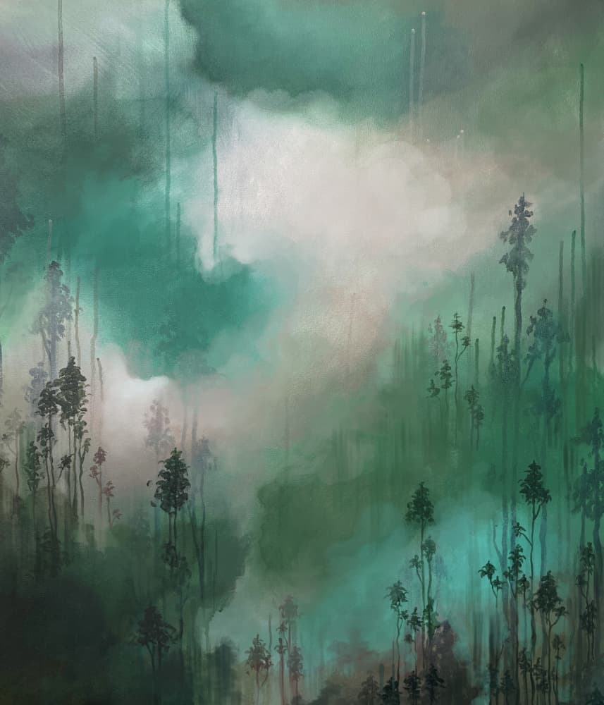 Tranquil Misty Forest by Maria Borglund — canvas wall art