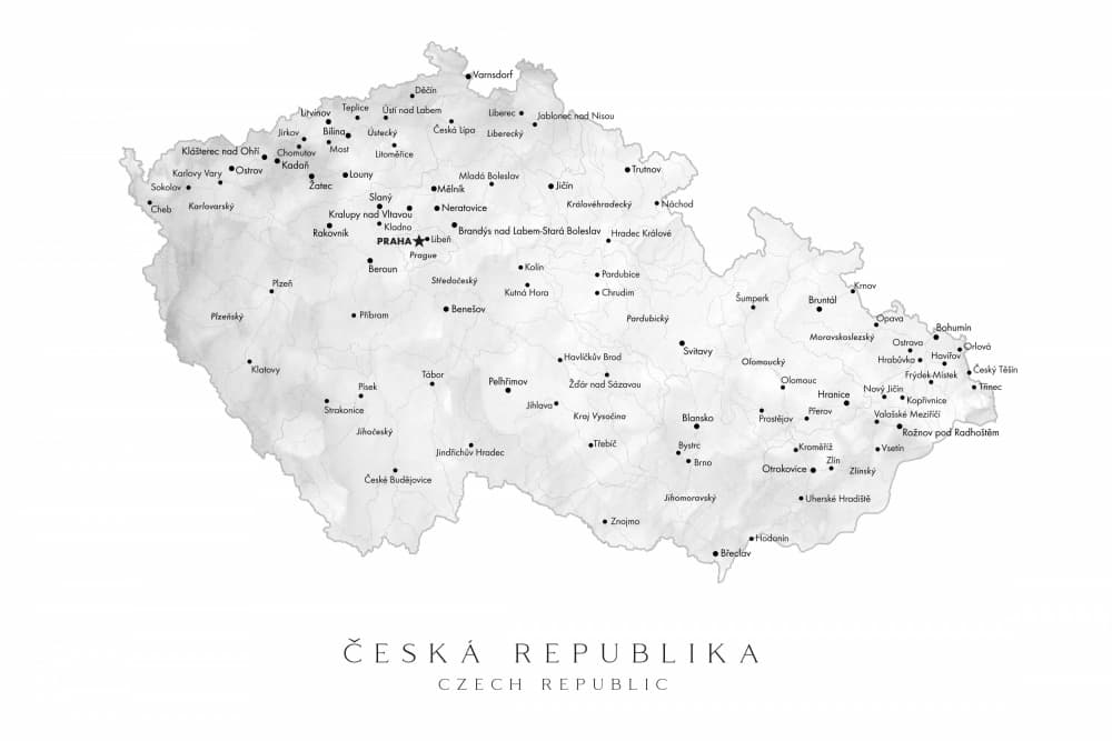 Czech Republic Cities Map by Rosana Laiz Blursbyai — canvas wall art