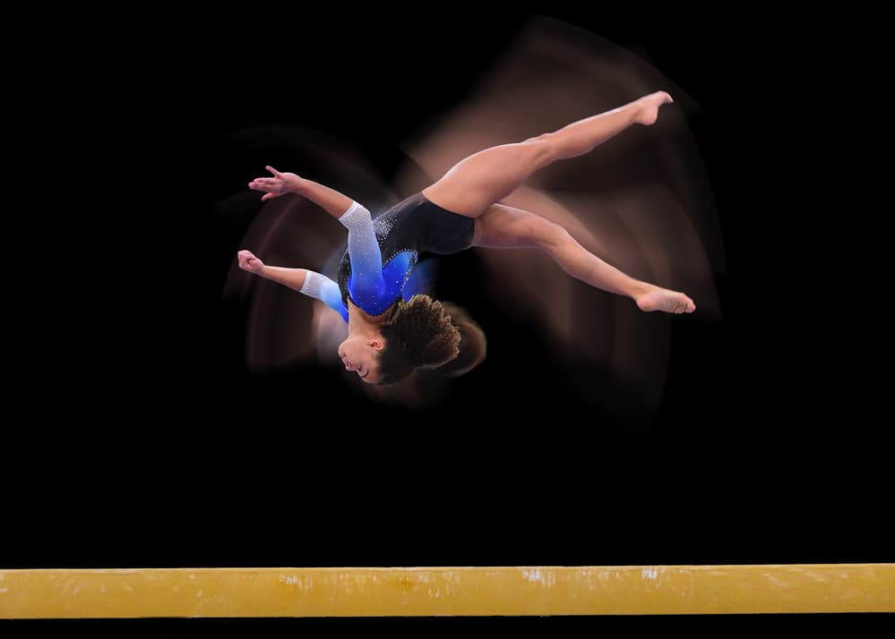 Gymnast Beam Flip by Rob Li — canvas wall art