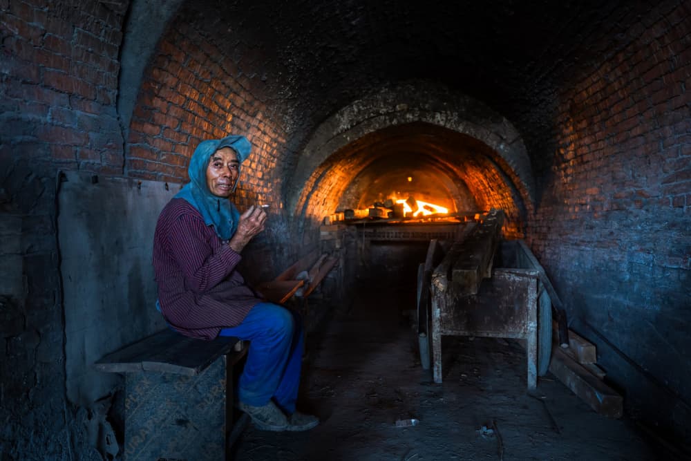 Woman By Fire Oven by Irene Wu — canvas wall art