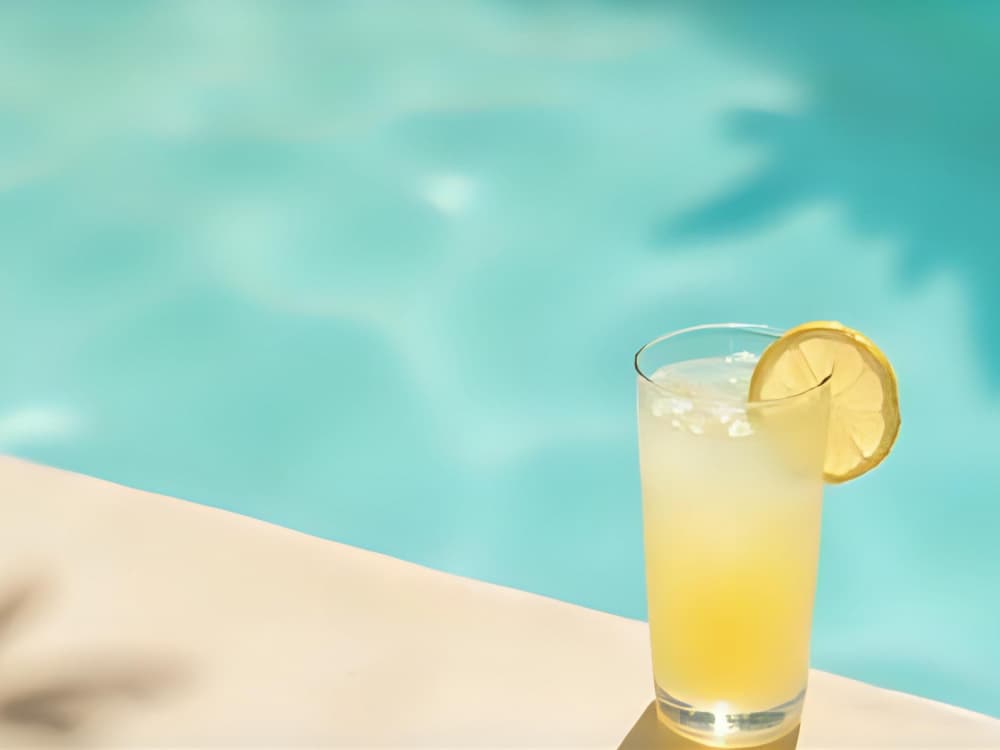 Sunny Poolside Lemonade by Ohkimiko — canvas wall art