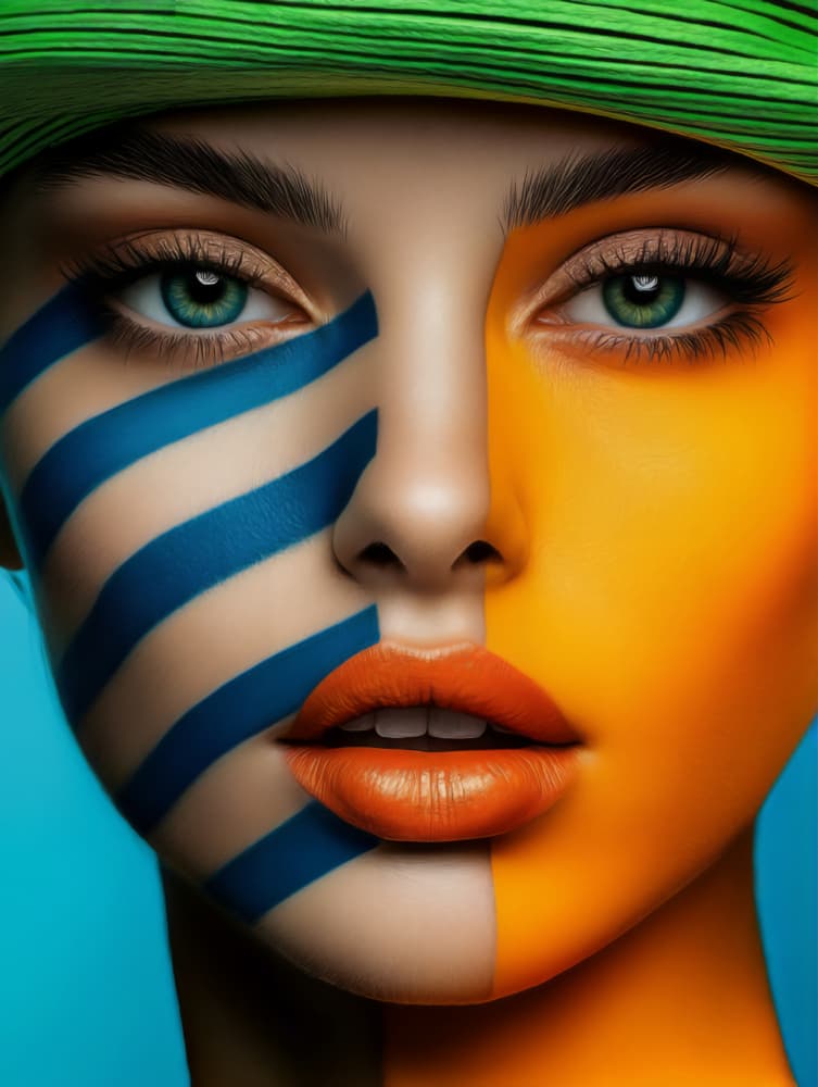 Vibrant Split Face by Bilge Paksoylu — canvas wall art