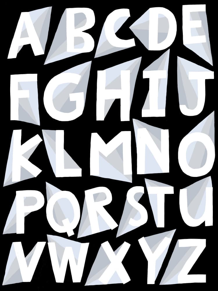 Shattered Alphabet Design by Carla Daly — canvas wall art