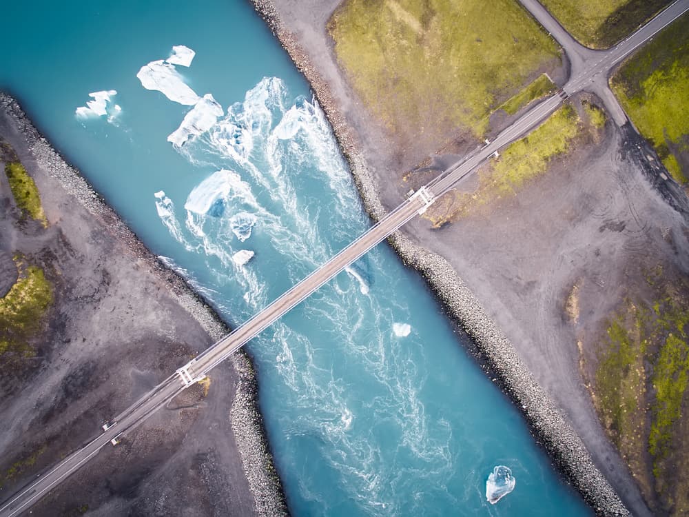 Blue Glacial River Bridge by Antonio Carrillo Lopez — canvas wall art