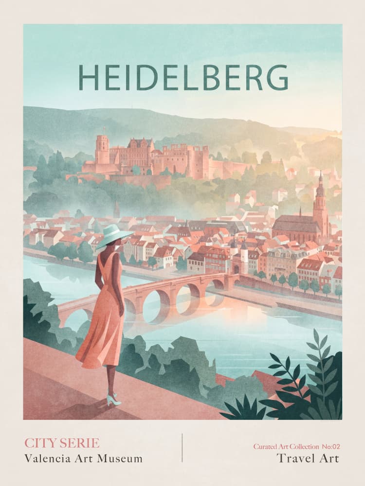 Heidelberg Castle Cityscape by Emel Tunaboylu — canvas wall art