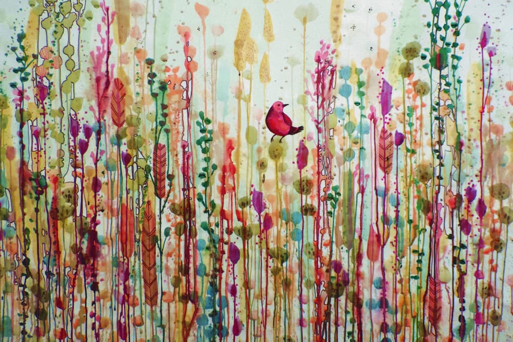 Colorful Garden Bird by Sylvie Demers — canvas wall art