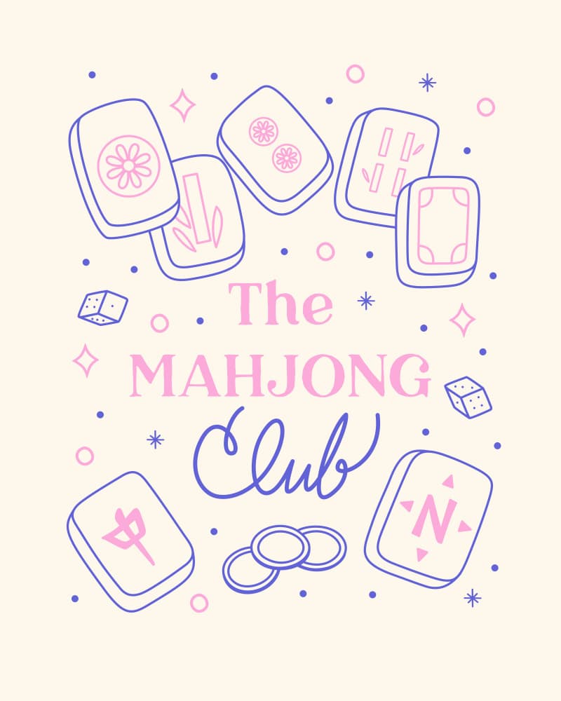 Retro Mahjong Club by Artprink — canvas wall art