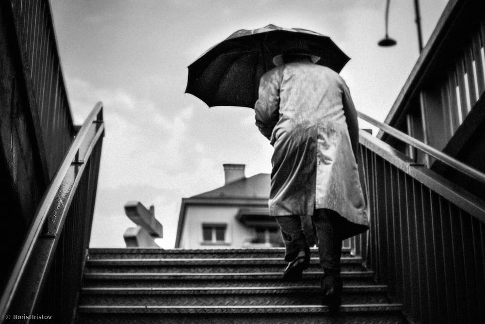 Rainy Urban Climb by Boris Hristov — canvas wall art