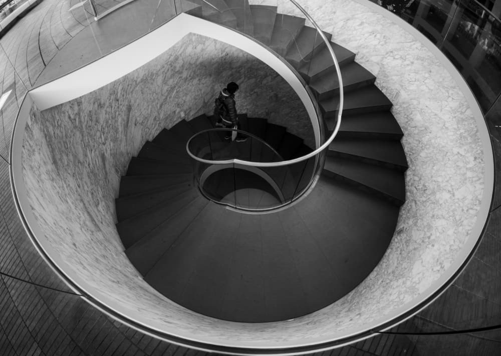 Elegant Spiral Descent by Tomoshi Hara — canvas wall art