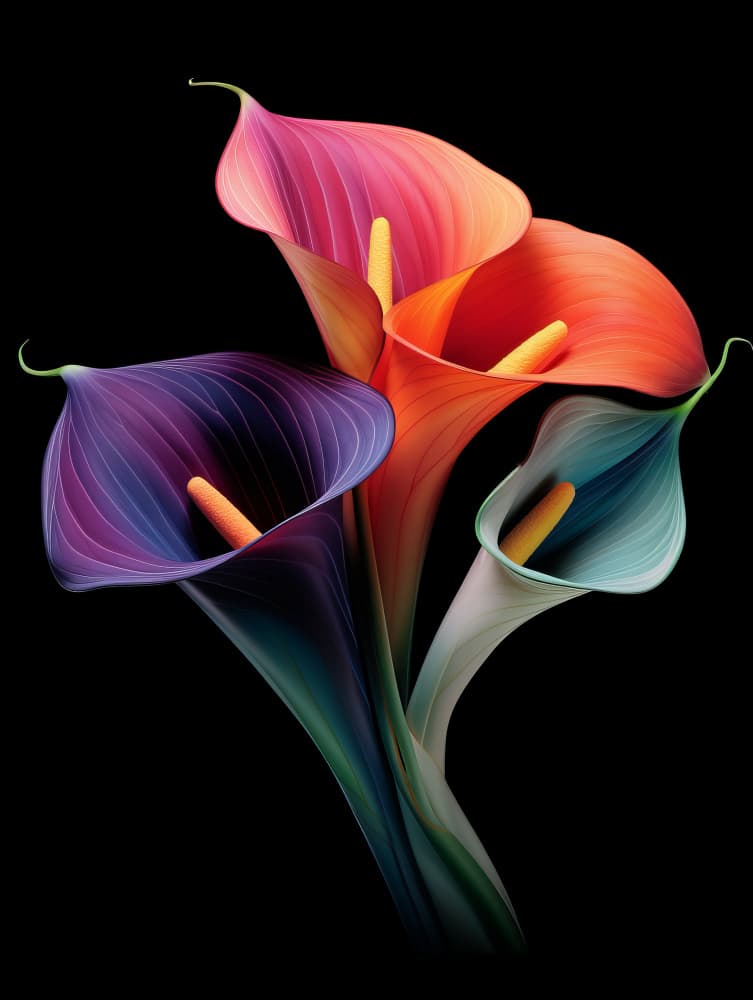 Vibrant Calla Lilies by Bilge Paksoylu — canvas wall art