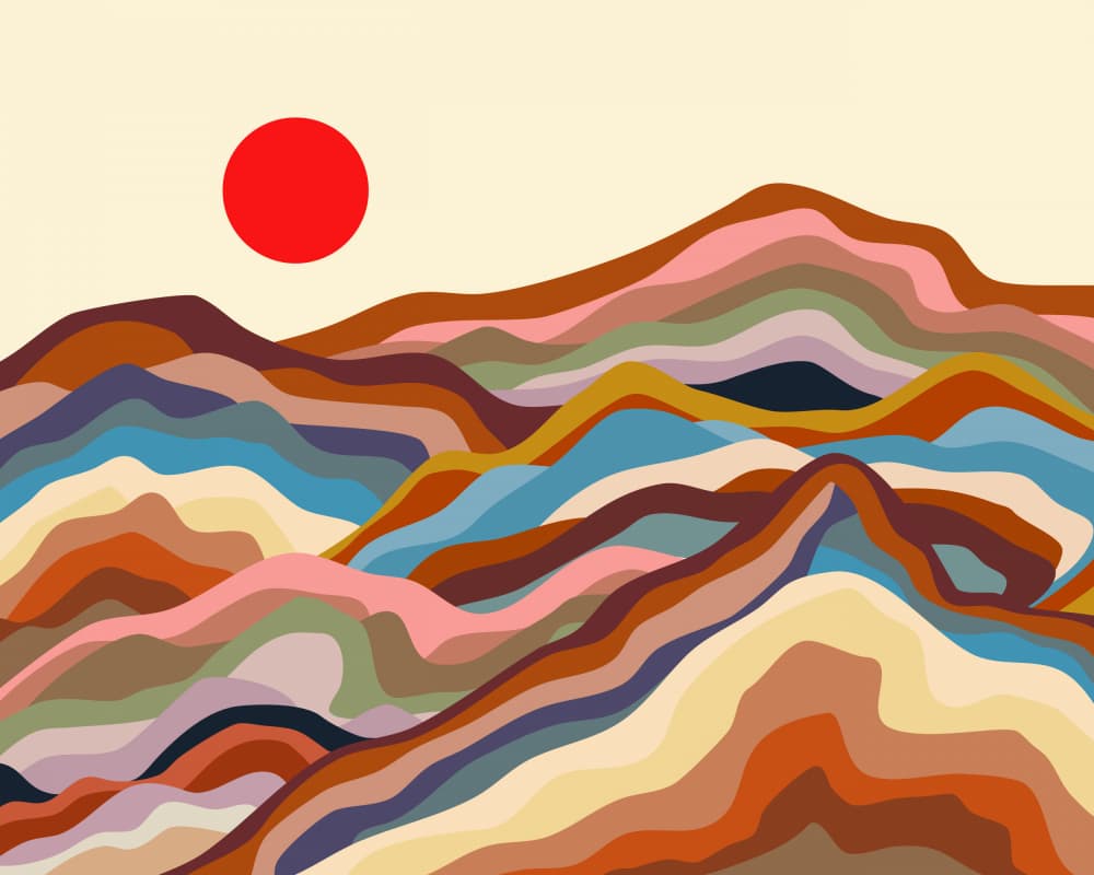 Abstract Mountain Sunset by Kintsugi99 — canvas wall art