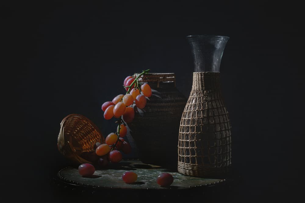 Dark Grapes Still Life by Lydia Jacobs — canvas wall art