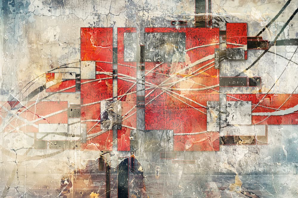Red Grunge Geometry by Rafal Kulik — canvas wall art