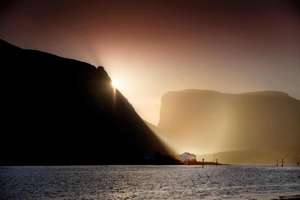 Mountain Sunset Rays by Erik Engström — canvas wall art