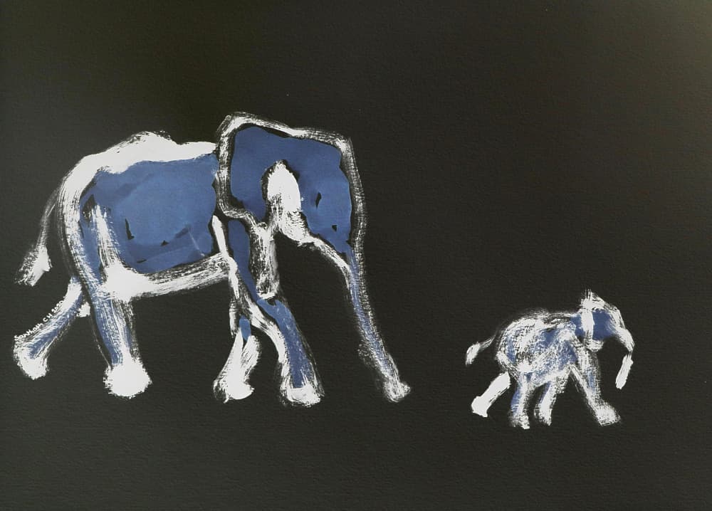 Blue Elephants Walking by Santhosh ch — canvas wall art