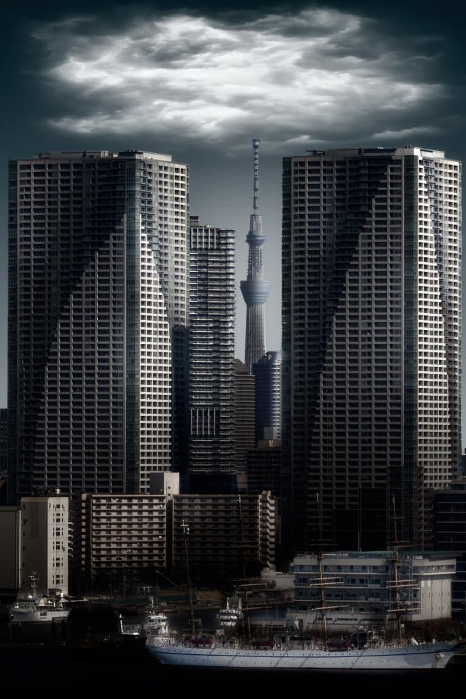 Dramatic City Harbor View by Amatou T — canvas wall art