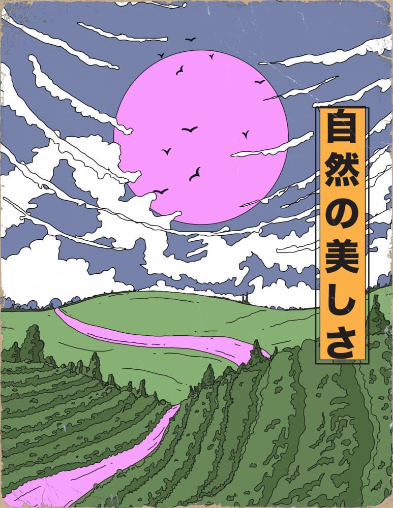 Vibrant Pink Sun Landscape by Nicholas — canvas wall art