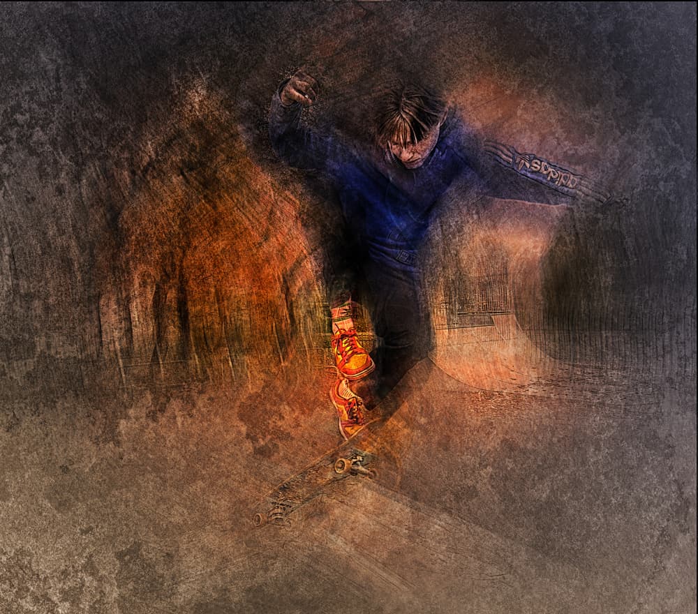 Dynamic Skateboard Grunge by Jan van der Linden — canvas wall art