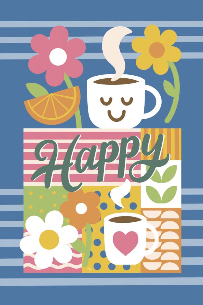 Happy Coffee Patchwork by Martina — canvas wall art