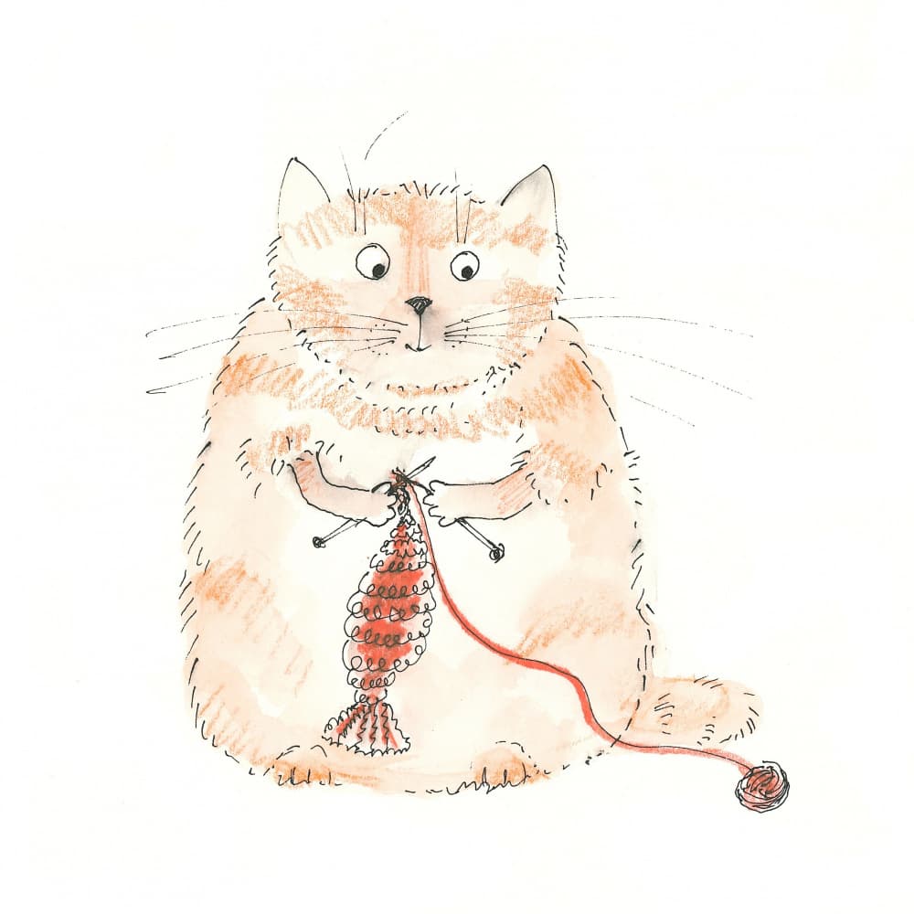 Cat Knitting by Isabelle Brent — canvas wall art