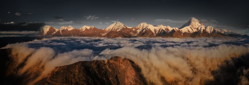 Golden Peaks Above Clouds by Chao Feng 天馬 — canvas wall art