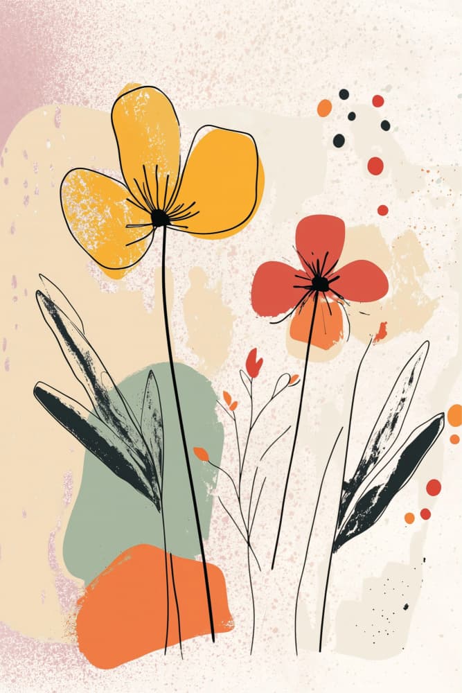 Earthy Abstract Blooms by Sally Ann Moss — canvas wall art