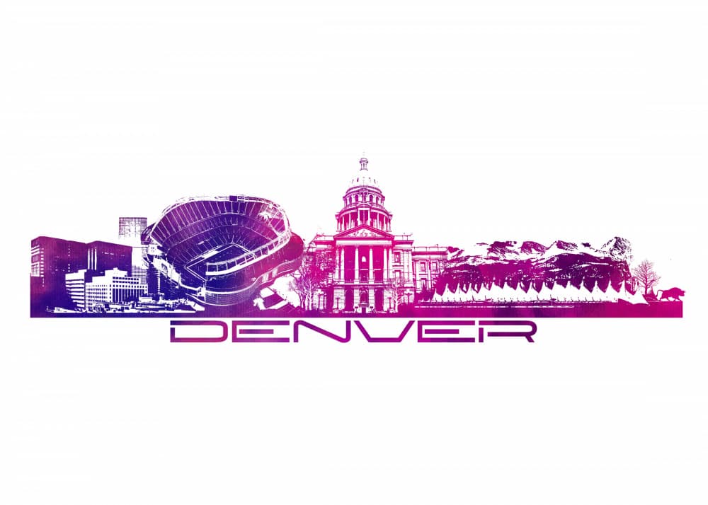 Vibrant Denver Skyline by Justyna Jaszke — canvas wall art