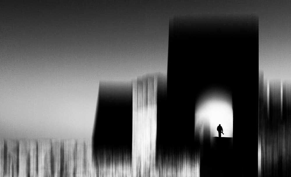 Man in Glowing Arch by Bogdan Bouşcă — canvas wall art