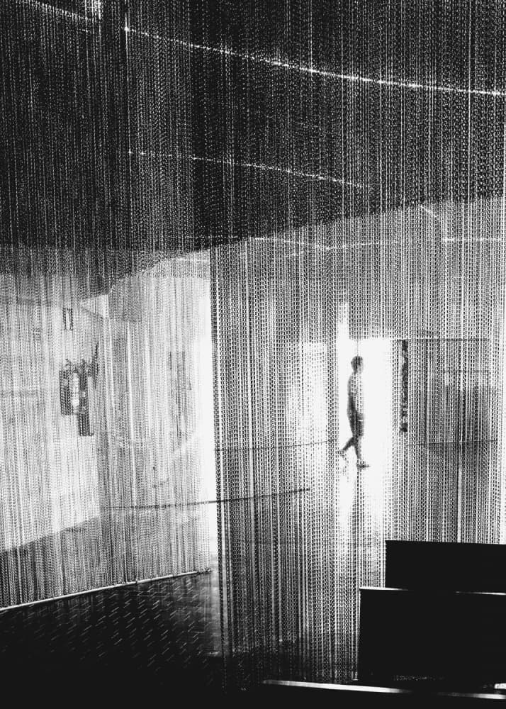 Man Walking Through Curtains by Olavo Azevedo — canvas wall art