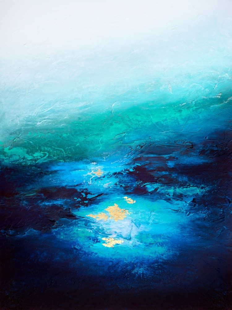 Golden Ocean Depths by Alyson Storms — canvas wall art