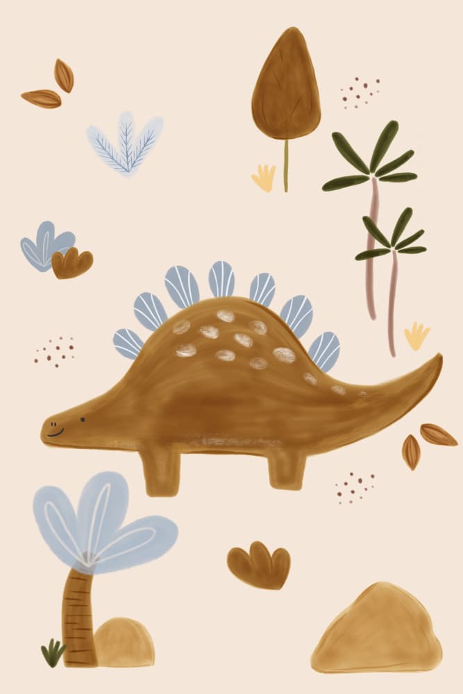 Cute Dinosaur Friend by Menina Lisboa — canvas wall art