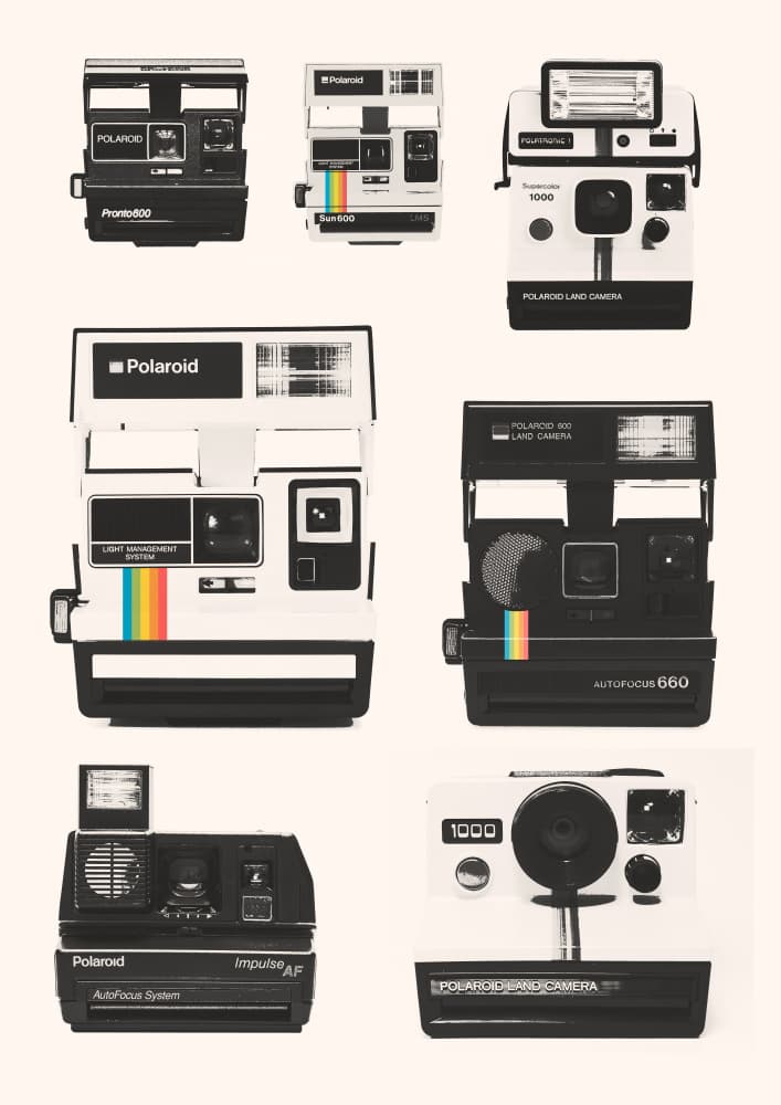 Vintage Instant Cameras by Florent Bodart — canvas wall art